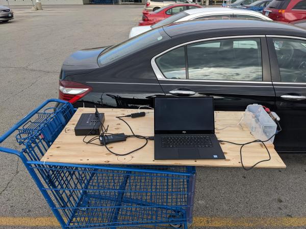 Markowitz and Lim had to mount their research on a shopping cart and push it around the parking lot to simulate autonomous vehicle movement.