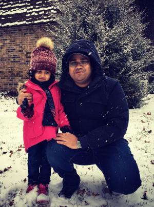 Girish Joshi and his daughter.