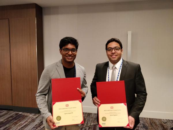 Sujan Gonugondla (left) and Karim Megawer with their Predoctoral Achievement Awards.