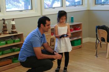 During his time at CSL, Thiago shared his research with students at a local Montessori school.