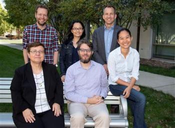 The NRT materials/data science team includes (back row from left) Lucas Wagner (Physics), Bo Li (Statistics), and Harley Johnson (MechSE, Associate Dean for Research). (Front row from left): Klara Nahrstedt (CS, Director of Coordinated Science Laboratory), Dallas Trinkle (MatSE), and Pinshane Huang (MatSE). Not pictured: Lorna Rivera (NCSA), Luke Olson (CS), Elif Ertekin (MechSE), and Matthew Turk (Information Sciences)