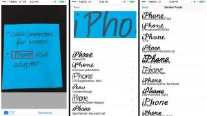Screen captures from DeepFont, identifying the font that handwritten text comes closest too. The user photographs text, next the app analyses it, then proposes a list of fonts that possibly match the text.