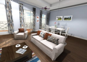 A UAV in a virtual living room