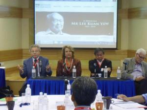 The NTU Leadership Academy panel included Illinois Dean Andreas Cangellaris, Utah Provost Ruth Watkins, NTU Provost and Deputy VP Freddy Boey and Jesse Delia, executive director of Illinois' Advanced Digital Sciences Center.