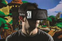 CS Professor Steve LaValle models the Oculus Rift.