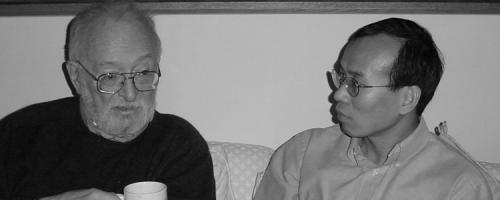 Nobel Laureate Paul Lauterbur (left) served as a mentor to Zhi-Pei Liang. Photo circa 2004.