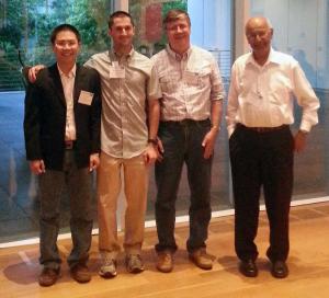 From left: CSL graduate students Cuong Pham and Zachary Estrada stand with CSL faculty members Zbigniew Kalbarczyk and Ravi Iyer during DSN 2014, where they received the Best Paper Award and Pham received the Carter Award.
