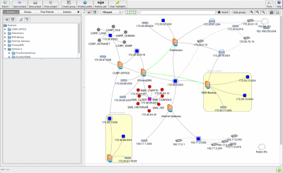 A map of the network is automatically inferred from your firewall and router configurations.