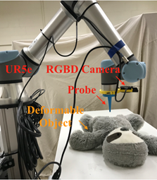 A robot preparing to probe a stuffed lemur.