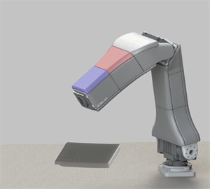 Robotic arm equipped with 3D-printed robotic pads developed by Joohyung Kim and collaborators highlighted